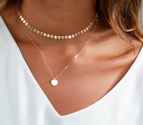 Coin Layered Choker Necklace