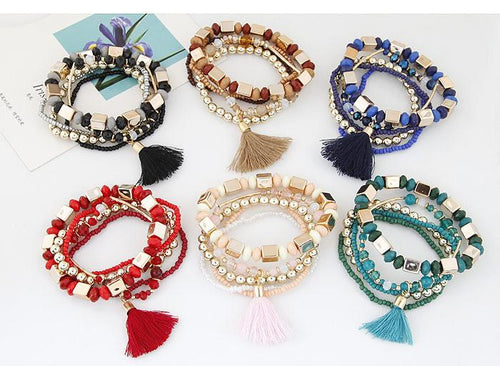 Tassel Beaded Bracelet Set