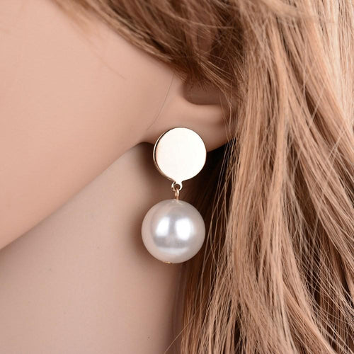 Round Pearl Drop Earrings