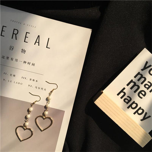 Pearl Heart Drop Earrings