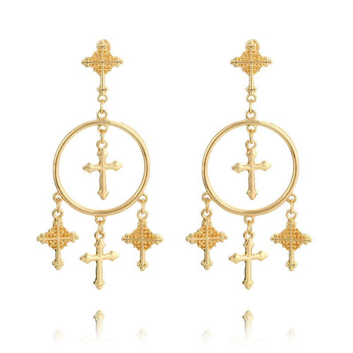 Cross Drop Earrings