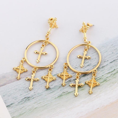 Cross Drop Earrings