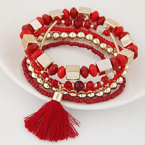 Tassel Beaded Bracelet Set