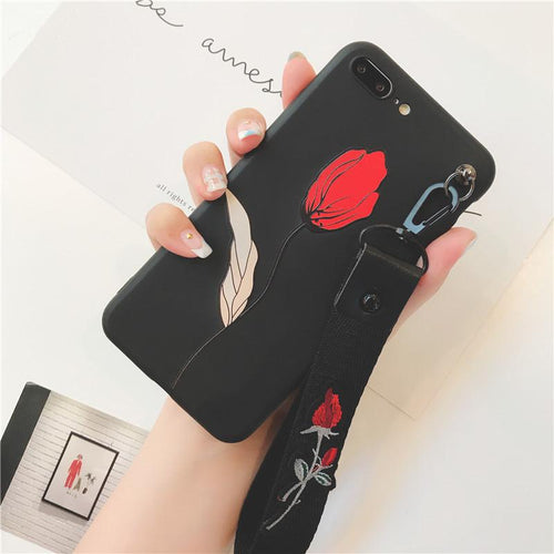 Rose Embroidery iPhone Case