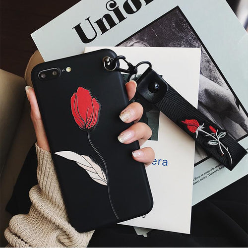 Rose Embroidery iPhone Case