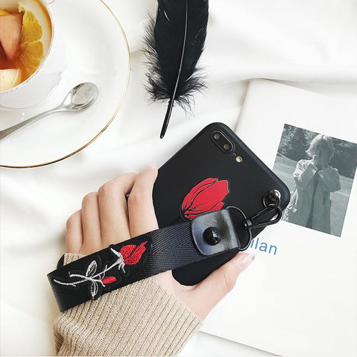 Rose Embroidery iPhone Case