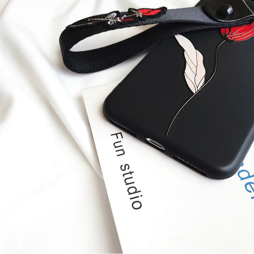 Rose Embroidery iPhone Case