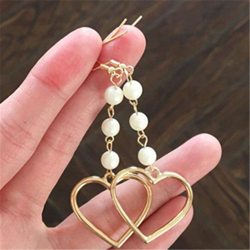 Pearl Heart Drop Earrings