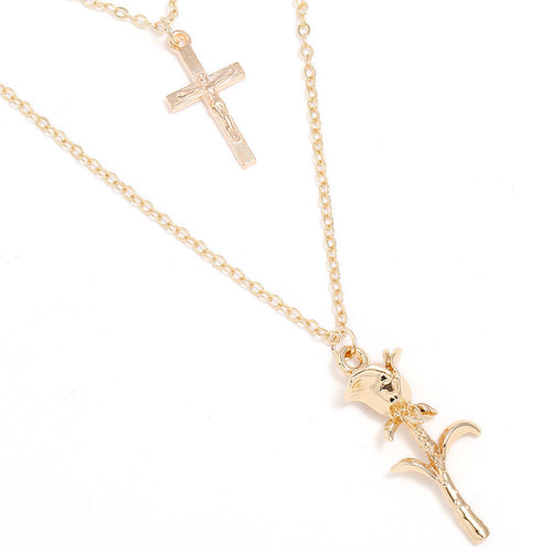 Rose Cross Necklace