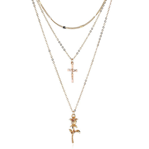 Rose Cross Necklace