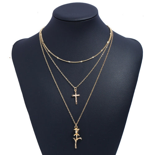 Rose Cross Necklace